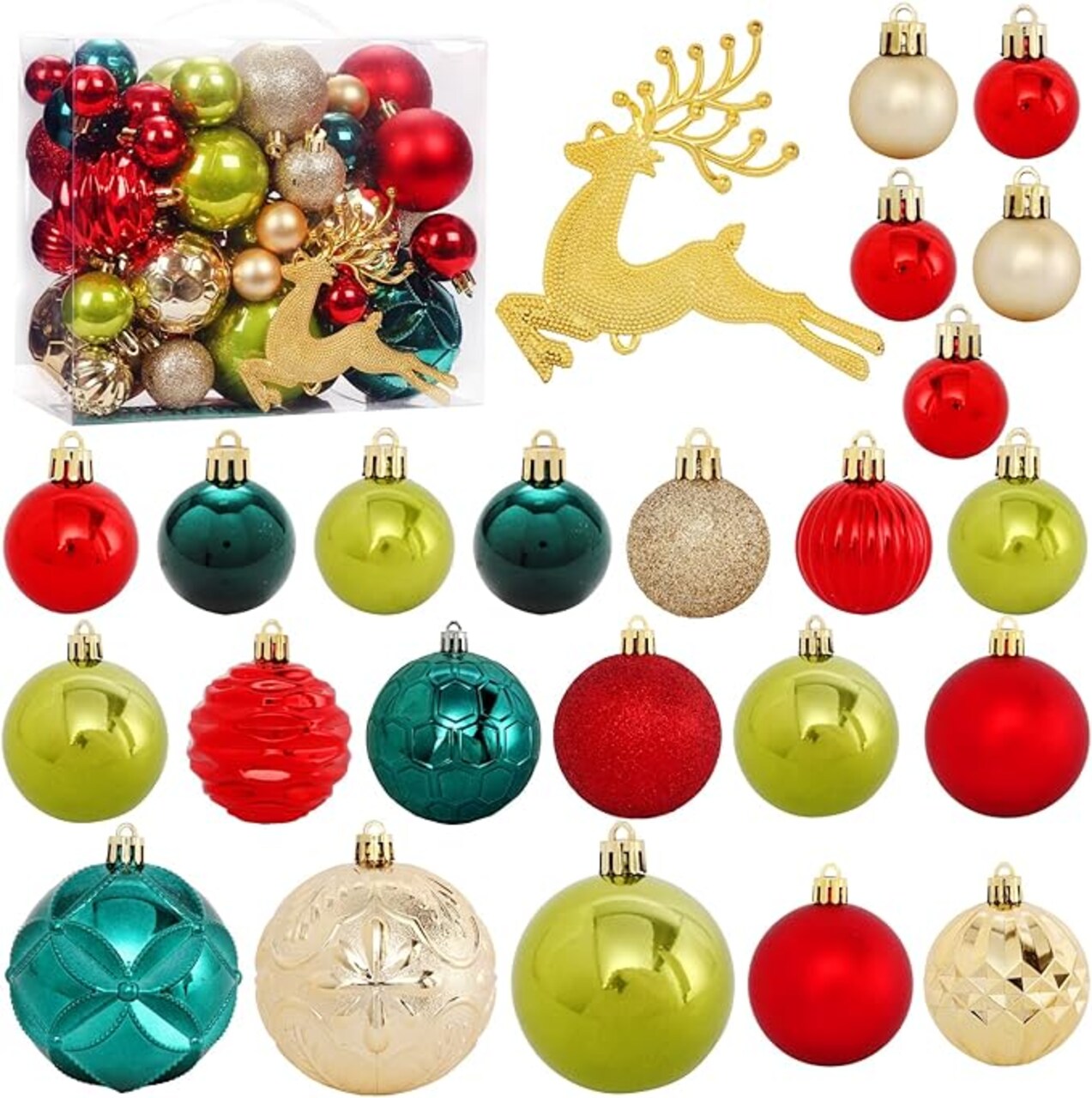 50 Pcs Shatterproof Christmas Ornaments Set Hanging Ball Set for Xmas Tree Gift Decor for Holiday Wedding Party Decoration